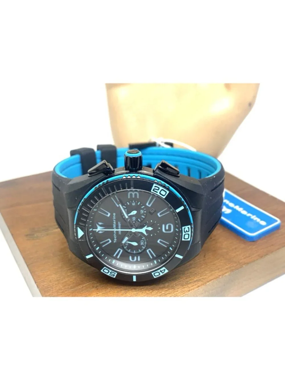 Technomarine Men's Watch TM-115058 Quartz Chronograph Blue Black Rubber 44mm